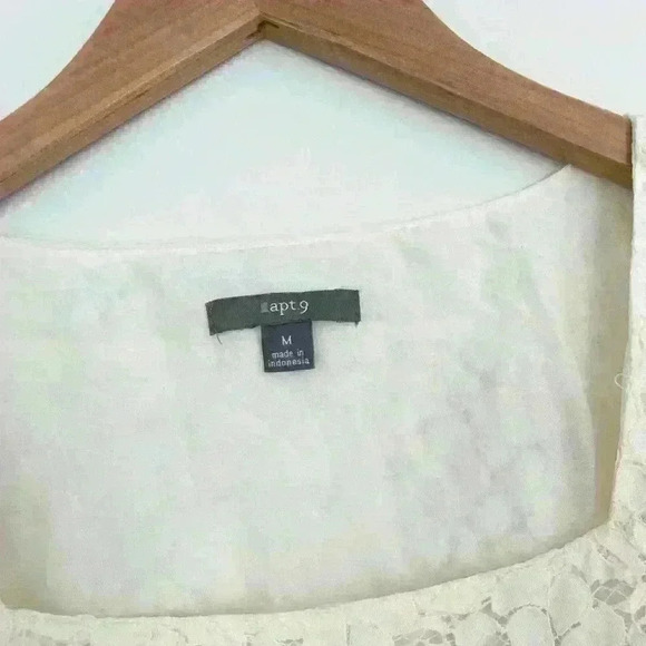 Apt. 9 Vintage Square Neck Short Sleeve Lace Blouse in Ivory Medium Cotton Blend - Picture 5 of 5